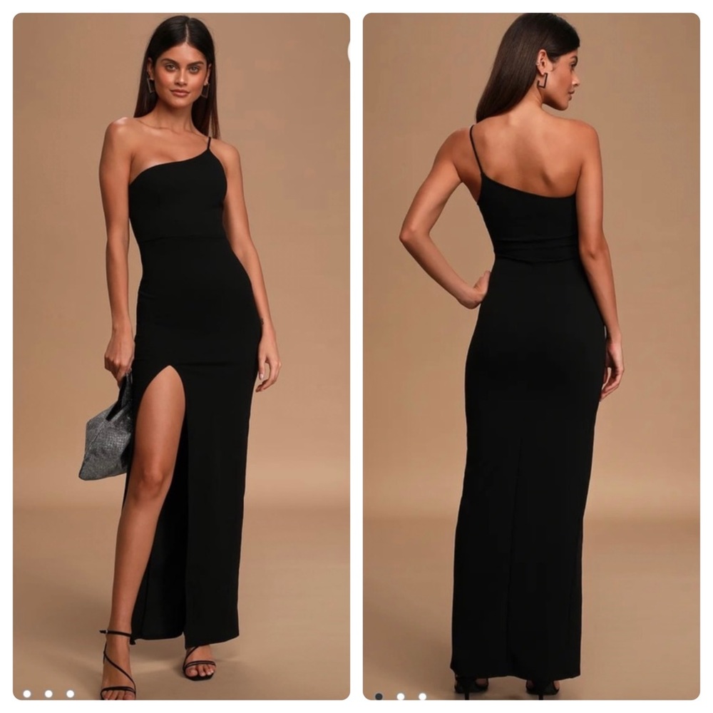 Keeper of My Heart Black One-Shoulder Maxi Dress